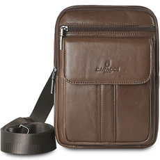 CAPACCI 男士皮革斜揹包 YB_C1403, 淺棕色