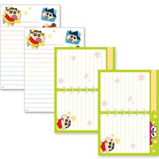 蠟筆小新 橫線便條紙 彩虹 2入 + 巧克比 2入 組合, 混合顏色, 1套