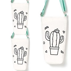 minhwashop 隨行杯斜背包, 仙人掌, 3個