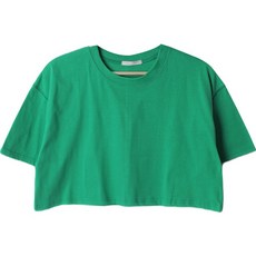 시크블랙 여성용 통기성 던말린 라운드넥 무지 베이직 크롭 반팔 티셔츠 cpt12619k34