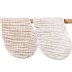 bellement 幼兒棉質圍兜, 白色+棕色, 1組, 1組