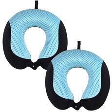 Mikael Ground涼感矽膠露營旅行頸枕 2入, 黑色