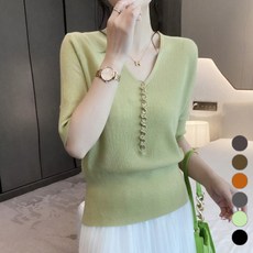 Paperments 女款 Latoke 多鈕扣V領針織T恤 05361