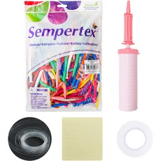 Joy Party Sempertex 魔術氣球 260S 一般混合 100入 + 氣球裝飾用品組合, 混合顏色, 1套