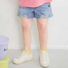 JELISPOON 女童款Daily刷破牛仔短褲