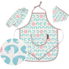 Coney Island 兒童防水圍裙 + 袖套2入 + 頭巾 + 收納袋組合