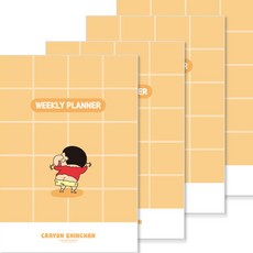 Flyingwhales 蠟筆小新週計畫騎馬釘筆記本 萬年型, 黃色, 4個