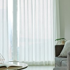 HANSSEM 蝴蝶褶飄逸豐盈亮光紗簾 2件組, 白色