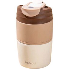 Bablov 柔色吸管真空保溫杯, 巧克力棕, 400ml