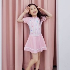 女童連身防曬泳衣