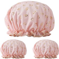 DayOli 雙層防水浴帽, 粉紅色, 3個