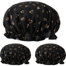 DayOli 雙層防水浴帽 27cm, 黑色, 3個