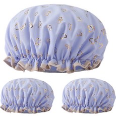 데이올리 이중방수 샤워 헤어캡, 퍼플, 3개