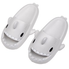 鯊魚客廳靠墊室內拖鞋組, 灰色, 1個