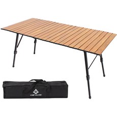 camp village 可折疊高度可調露營蛋捲桌 + 收納袋, 木紋
