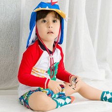 兒童恐龍抗UV防曬衣 + 護頸帽套裝