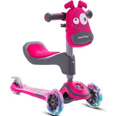 smarTrike 史崔克 3合1兒童座椅滑板車 嚕嚕車 T1, 粉紅色, 1個