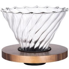 카페리아 나무 유리 드리퍼, 1개, 내열 유리 드리퍼 + 호두나무 원목 받침대