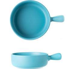 GOODLIVING 陶瓷前菜盤 帶柄麵碗 碗 義大利麵碗, 天藍色, 2個