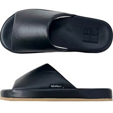 LABELLCO 男款Lux亮皮面室內拖鞋, 黑色, 1個