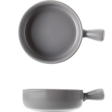 착한살림 도자기 앞접시 손잡이 면기 그릇 파스타볼, 그레이, 2개