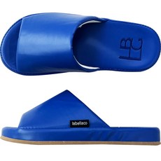 LABELLCO 男款Lux亮皮面室內拖鞋, 藍色, 1個