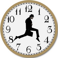 多功能時尚裝飾靜音人形壁鐘, 金色