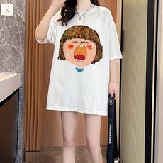 메이첼 여성용 통기성 울보 소녀 루즈핏 반팔 티셔츠 02425