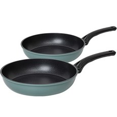 BAFLIFE IH感應爐適用日常鍋具組, 平底鍋 24cm+28cm, 藍綠色