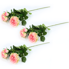 Dawoo F&G 人造奧斯汀玫瑰 3入, 粉紅色, 3個