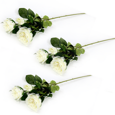 Dawoo F&G 人造奧斯汀玫瑰 3入, 白色, 3個