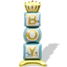 皇冠柱子鋁箔氣球, 男孩, 2個