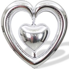 心心相印銀箔氣球 中, 5個, 銀色