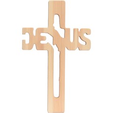 Simplidge 原木耶穌 JESUS 壁掛式十字架, 混合色