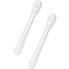 Organic Factory 離乳期矽膠餵食湯匙, 2個, 透明