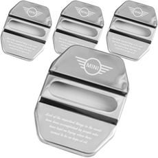 DKMALL BMW 改裝車門鎖扣蓋 4件組, 迷你, 銀色