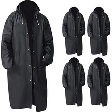 모리트 두꺼운 다회용 우비, 블랙, 5개