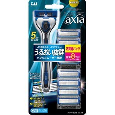 KAI 貝印 男士一次性剃須刀套組 AX-9BS axia 超值裝超薄, 剃須刀 + 替換刀片 9p, 1組