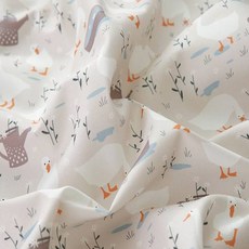 COTTONVILL 20支純棉布料 鵝與水壺款, 淺褐色