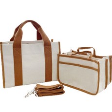 Marlotte 帆布尿布袋輕量國家單肩包帶防水內袋嬰兒, 布尿布包 - 棕色