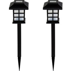 BUCK703 太陽能充電不透明格紋庭園燈 2入, 黑色