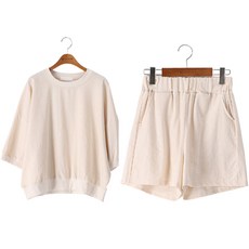 시크폭스 여성용 통기성 모비스 린넨 맨투맨 세트