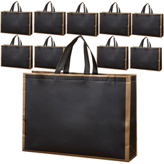 Fancyfix 金線不織布購物袋 大型(47 x 36 cm), 黑色, 10個