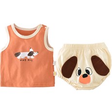 STARDOOR 兒童款狗狗圖案無袖褲子套裝