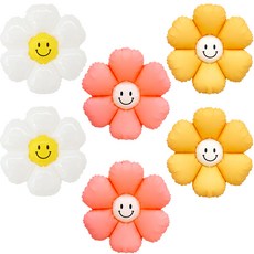 joyparty 雛菊氣球 小型 白色 2入 + 玫瑰木色 2入 + 芥末黃色 2入 套組, 白色, 玫瑰木色, 芥末黃色, 1套