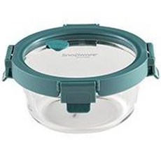 Corelle Brands 康寧餐具 Snapware Nature Snap氣孔式圓形玻璃密封保鮮盒 藍綠色, 4個, 保鮮盒 400ml
