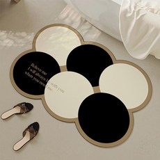 Wider Home 法式設計防滑地墊, 01 黑色 + 奶油色