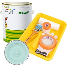 삼화페인트 아이생각 친환경 수성내부 프로 4L 페인트 도구세트, 민트그린, 4000ml, 1개