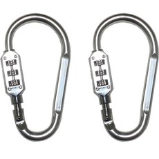 Travel Cube 彩色登山扣密碼鎖 3位轉盤 小型 銀色, 2個