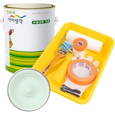 삼화페인트 아이생각 친환경 수성내부 프로 4L 페인트 도구세트, 연그린, 4000ml, 1개